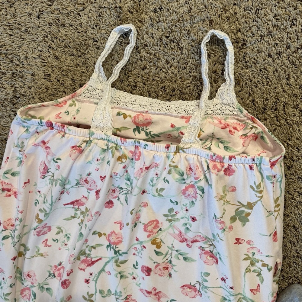 Charter Club Women's Cotton Floral Lace-Trim‎ Nightgown- Bird Bloom XL - Picture 2 of 12